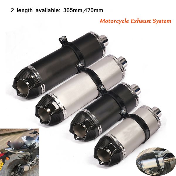 

51mm exhaust muffler pipe modified 360mm 470mm motorcycle stainless steel with real carbon fibe with db killer system