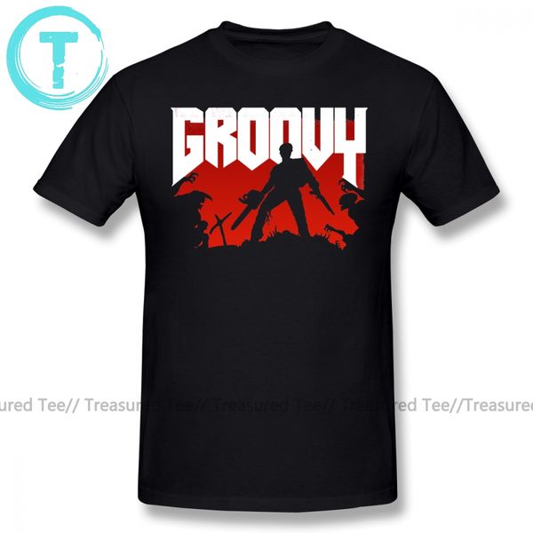 

ash vs evil dead t shirt doomy and groovy t-shirt cotton mens tee shirt short sleeve big graphic cute beach tshirt plus size