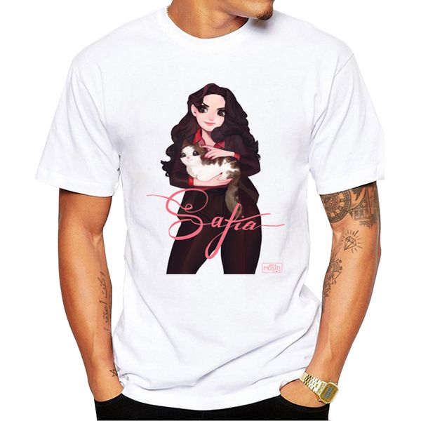 

teehub new fashion girl men t-shirt short sleeve casual tee safia with cat printed hipster tshirts funny