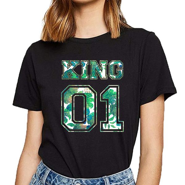 

вершины тенниска женщины 01 король и королева summer harajuku печать женский tshirt