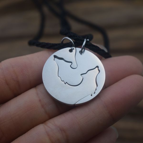 

10pcs stainless steel couple wolf necklace animal pendant for lover gift, Golden;silver