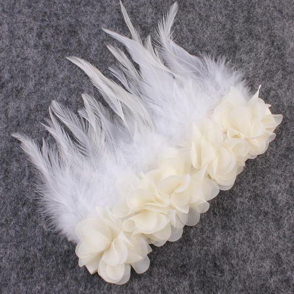 

princess chiffon flower crown headband newborn p prop girl feather headband wedding headwear hair accessories 120pcs, Slivery;white