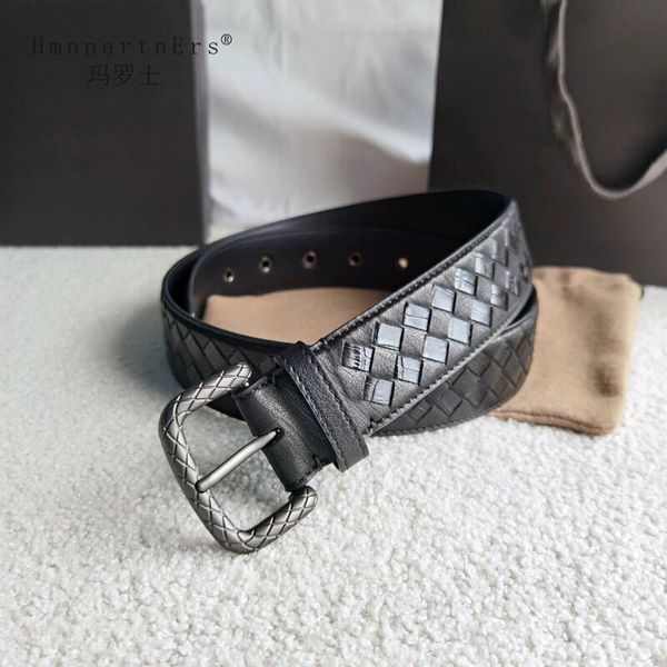 

hmn partn ers luxury men cowskin belt casual outdoor male cow genuine leather belts width 3.5cm 3 color strap belt, Black;brown