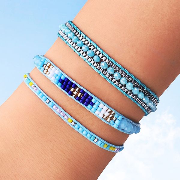

bohemian crystal beads friendship braided rope bracelets for women charms cotton weave rope chain bracelet men jewelry new, Golden;silver