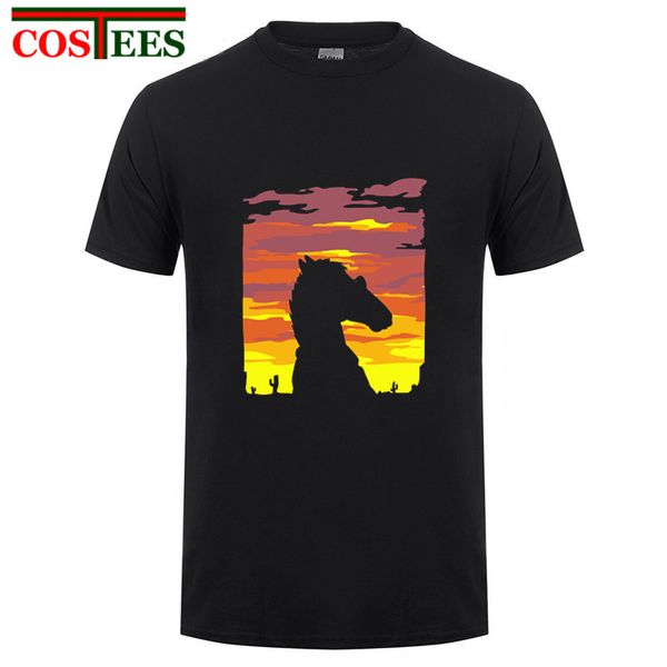 

2020 fashion casual brand garment escape from l.a.t-shirt funny horse t shirts men leisure sunset glow clouds tees tshirts