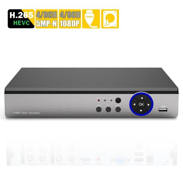

mini 6in1 dvr for cctv kit vga hdmi security system nvr for 5mp camera onvif dvr ptz h.265metal ahd 1080p 4ch 8ch cctv, Black;white