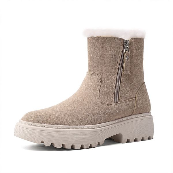 

ankle boots for women winter shoes rubber snow boots woman 2020 chaussure fur casual booties ladies zipper platform shoes woman, Black