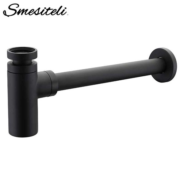 

luxury matt black brass body basin bottle plumbing p-trap wash pipe waste bathroom sink drain kit siphon t200715