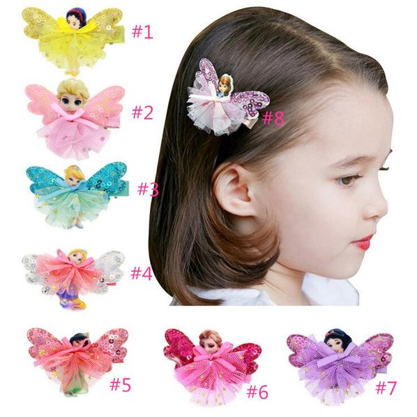 

100pcs/lot character clips, princess hair bow birthday hair bow, Slivery;white