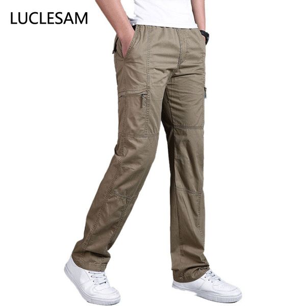 

2020 men cargo pants mens multi pockets tactical pant streetwear loose straight trousers male plus size 6xl joggers ropa hombre, Black