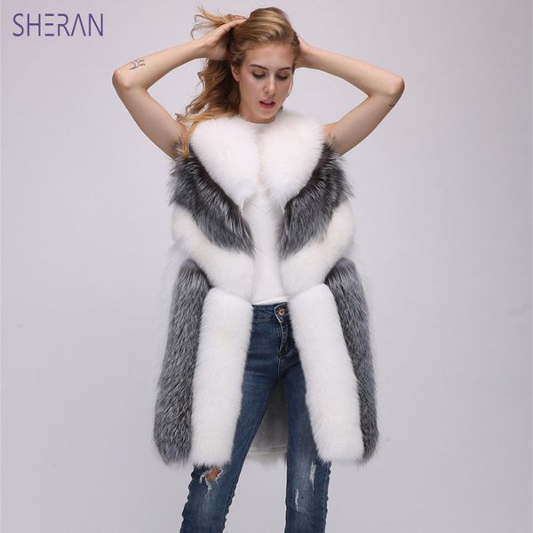 

2020 new women long artifical fur vest women winter fashion faux fur vest jackets woman warm fake coat overcoat, Black