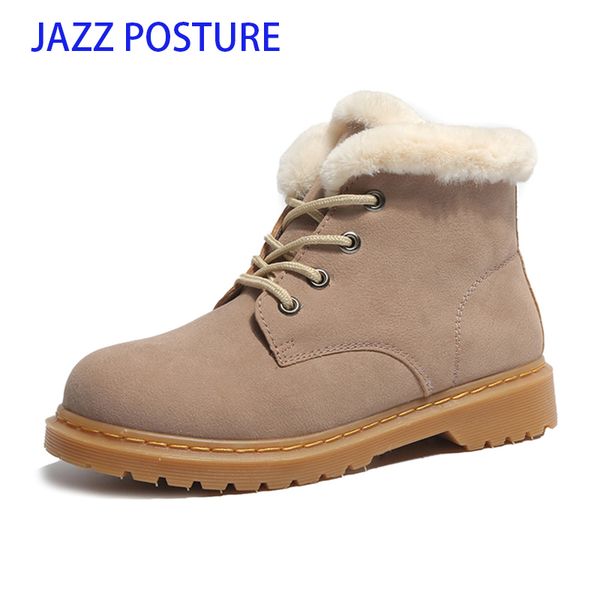 

ankle boots fashion suede boots natural-fur warm winter lace up snow for women large size 40 black beige z693