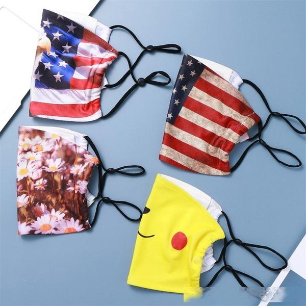 

printing respirator paper money america flags eagle with filter piece daisy flower face masks stars reusable mascherine washable 4 2xta c2
