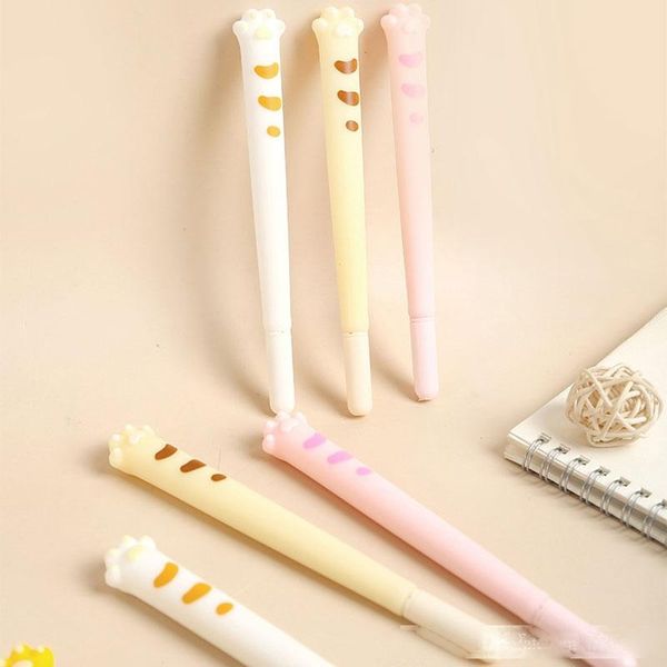 

24pcs/lot cute cat paw gel pen cartoon 0.5mm black blue color ink pens writing stationery office school supplies, Blue;orange