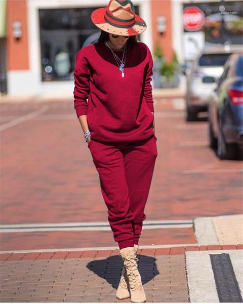 

tracksuits solid color long sleeve pullover sweatshirts 2pcs set casual womens two piece pants womens designer, White
