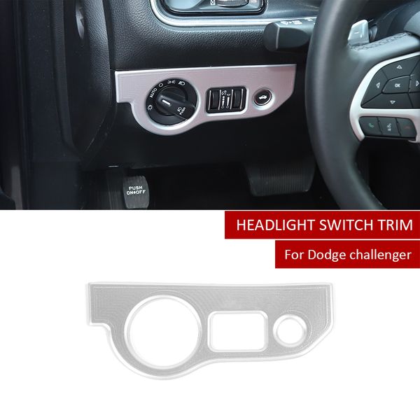

silver car left headlight switch button trim for dodge challenger 2015+ charger 2010+ car interior accessories