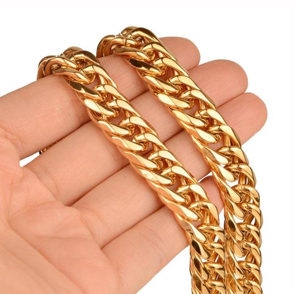 

chains tisnium gold color necklaces bracelets for men women heavy stainless steel chain cuba miami choker punk style accessories, Silver