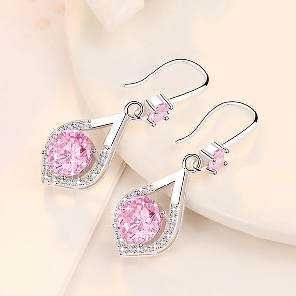 

juwang fashion trend korean micro inlay zirconia earring charm lady bling cubic zircon stud earring bright blue bijoux gift, Golden;silver