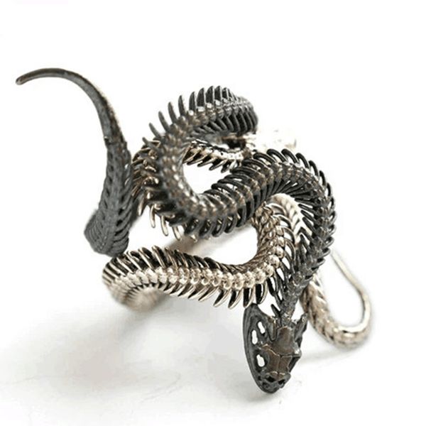 

punk exaggerated spirit snake ring fashion personality 3d snake ring opening adjustable party trendy jewelry accessories, Golden;silver