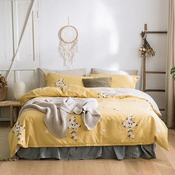 

flowers printed multi color duvet cover fitted sheet/bed sheet set 100%cotton kids girls soft twin  king size bedding set