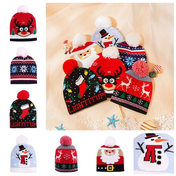 

рождество детские детские зимние шапочки теплый knit pom шаровые шляпы cap xmas санта-клаус снеговика printed вязаная шапочка череп cap откр, Yellow