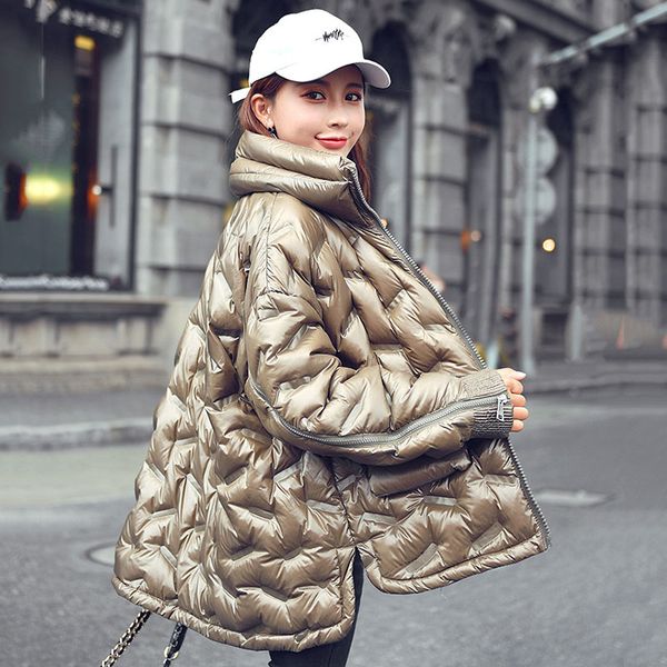 

2020 bread service light plus size winter down jacket women short paragraph loose fashion cloak jacket female outerwear yrf22, Black