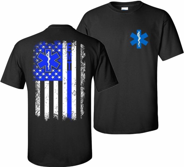 

emt thin blue line nurse paramedic emergency medical technician t-shirt tshirt 2020 fashion solid color men t shirt sleeveless