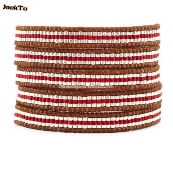 

handmade seed beads 5 wrap bracelet for woman, Golden;silver