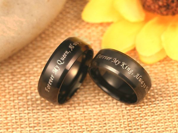 

wedding rings mf jewelry always your king ring & forever my queen titanium steel for lovers, Slivery;golden