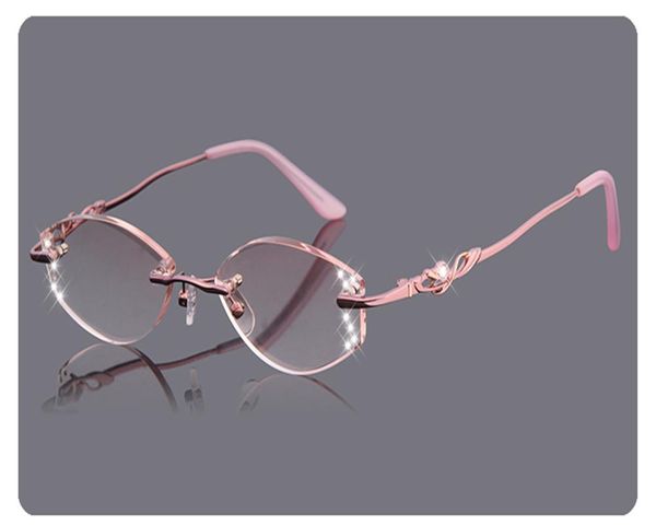 

eyelook women rimless diamond trimming fashion presbyopia eyeglass optical reading eyewear frame jc002, White;black