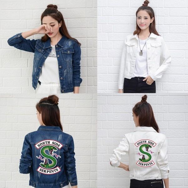 

Riverdale New Denim Jacket South Side Serpents Streetwear Tops Spring Jeans Women Jacket Harajuku Fashion Denim Clothing Female