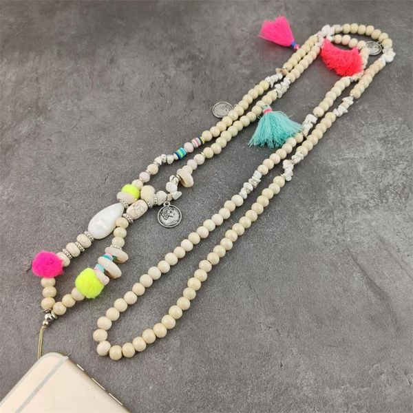 

pendant necklaces boho tassel cross boday strap lanyard u disk work card mobile cell phone chain straps hang rope jewelry, Silver