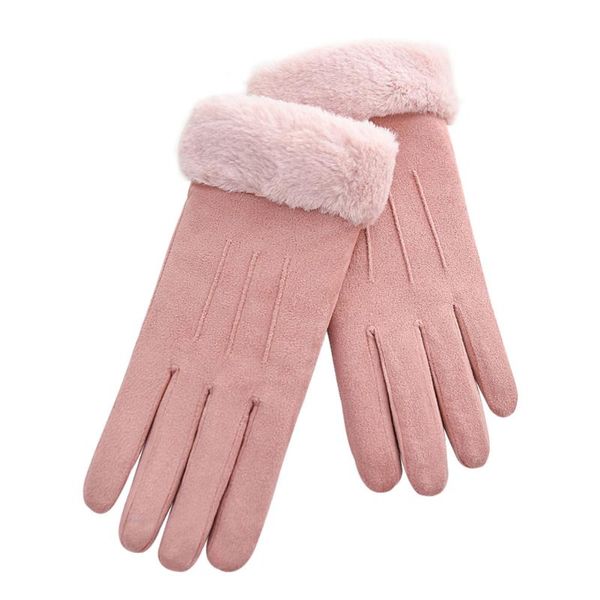 

women full finger outdoor sports solid soft cuff keep warm bowknot mittens ladies winter gloves cosy faux suede driving skiing, Blue;gray