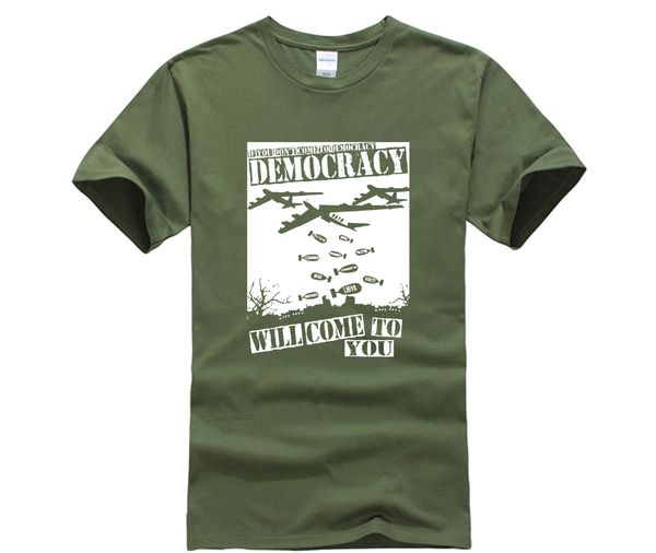 

футболки короткие моды для мужчин если вы не пришли к демократии, демократия придет к вам последние wear мужские печати casual 100% хлопок