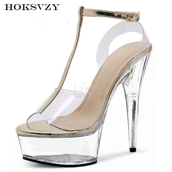 

13cm heels women's super high heel crystal sandals heightening waterproof platform night club show shoes lyp, Black