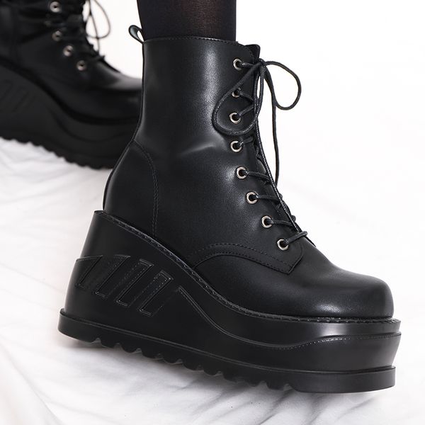 

ankle boots women punk shoes women classics gothic boots designer wedges wedge platform black vrouwen laarzen
