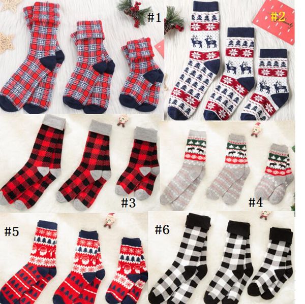 

мужчины женщины рождество носки санта-клауса элк плед чулок дети родитель-ребенок мультфильм носок грелка зимние 0-6y ребёнки семейные носки, Pink;yellow