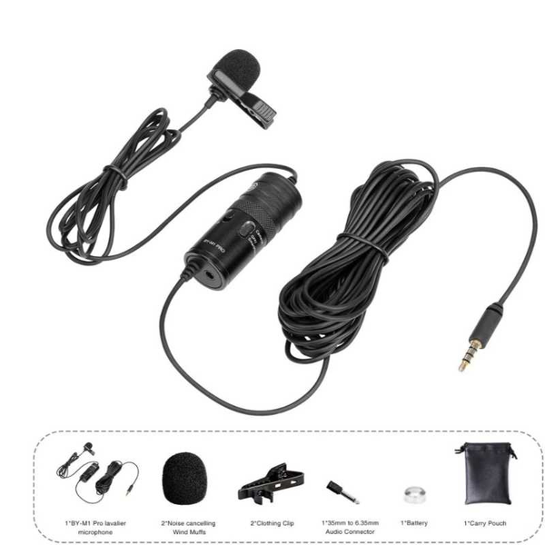 

microphone by-m1 6m clip-on lavalier mini audio 3.5mm collar condenser lapel mic for recording canon / dslr cameras