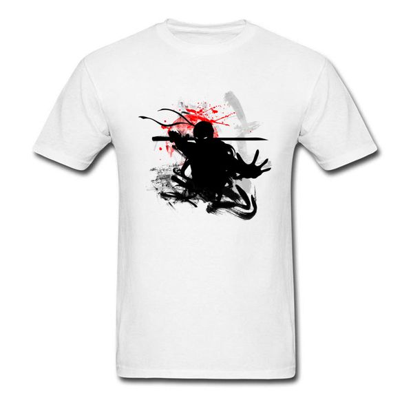 

japanese ninja bushido white print t shirts apparel man short sleeve tee shirts the silent fencer swordsman cool design t-shirts