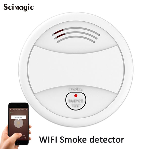 

wifi somke detector 433mhz wireless smoke detector fire alarm sensor for wifi gsm alarm for indoor home safety garden security, Black;white