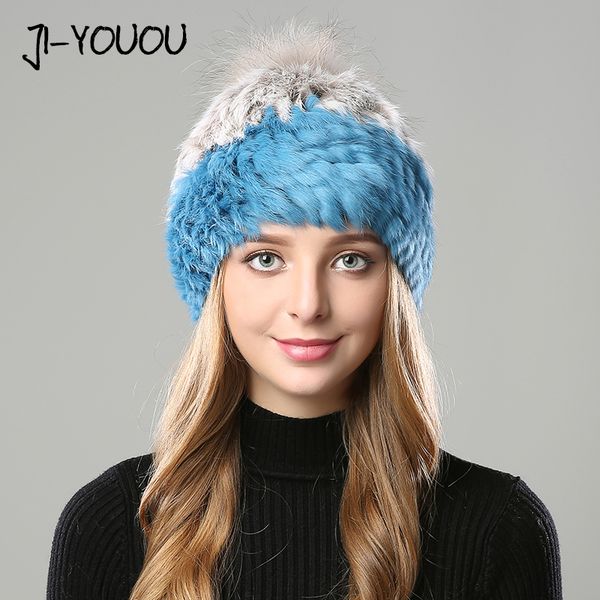 

winter hats for women beanie girls 2020 hat with pompom for women's mink cap fur hats balaclava cap skullies winter hat, Blue;gray