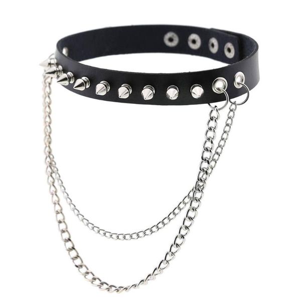 

black spike choker collar women/men punk vegan leather choker chain emo metal spiked studded harajuku chocker gothic jewelry, Golden;silver