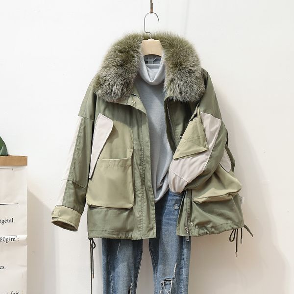 

2020 women down coats thick midi length coat parka fur collar warm coats white duck down inner winter coat jacket liner removed, Black
