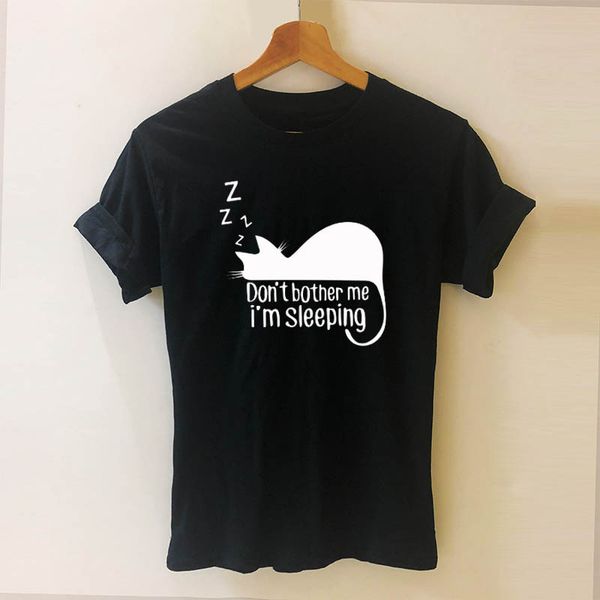 

don't bother me i am sleeping funny cat t shirt cotton short sleeve women t-shirts new