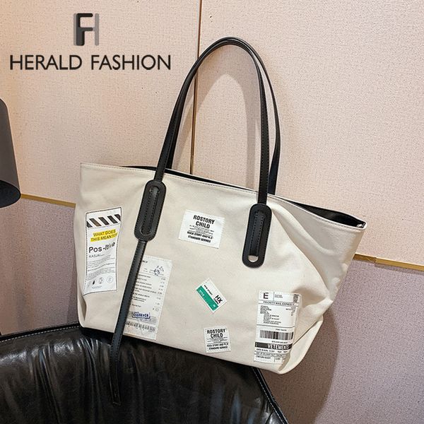 

women canvas shopping bag female cloth casual shoulder handbag tote reusable grocery shopper bags students book crossbody bag t200914