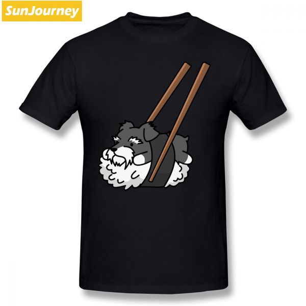 

rock men t-shirt funny sushi schnauzer short sleeved pure cotton o neck oversize t-shirt for boy camiseta