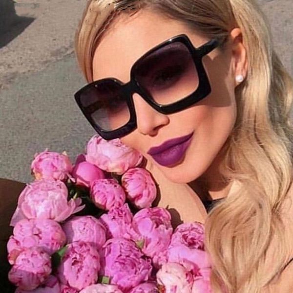 

oversized square sunglasses women sun glasses trendy brand designer plastic female gradient sun glasses uv400 gafas de sol mujer, White;black