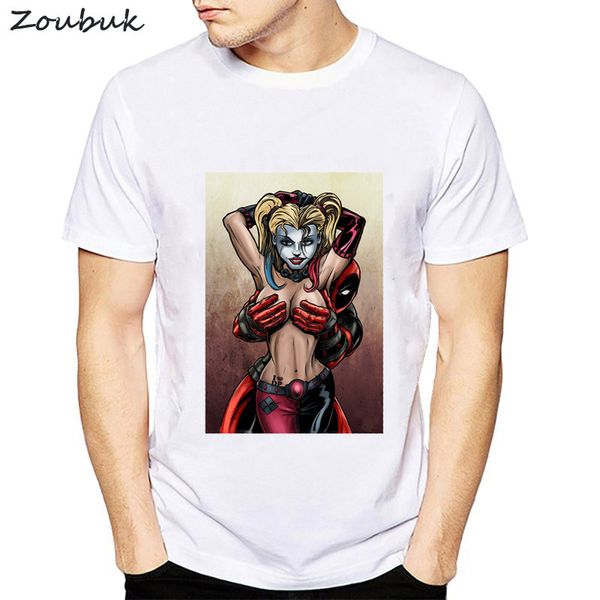 

2020 new deadpool with lady printed t-shirt novelty lady men t shirt fashion male tees