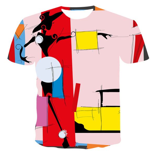 

summer men breathable colorful splicing printing 3d print shirts plus size anime graphic men clothing