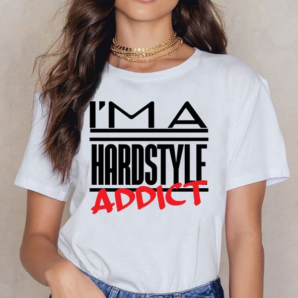 

вершины t shirt женщины hardstyle addict comic печать женской подписи рубашки